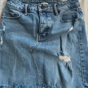 Old Navy Light Blue Distressed Denim Mini Skirt